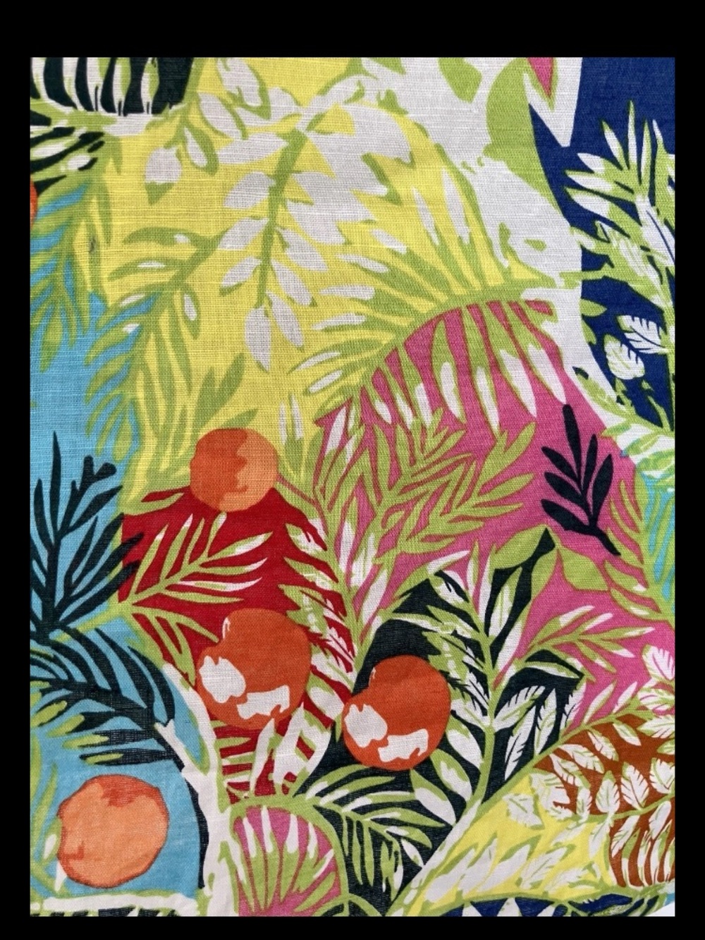 Linen Blend Hester & Orchard Colorful Tropical Blouse Lar Beach Breathable - Picture 4 of 6